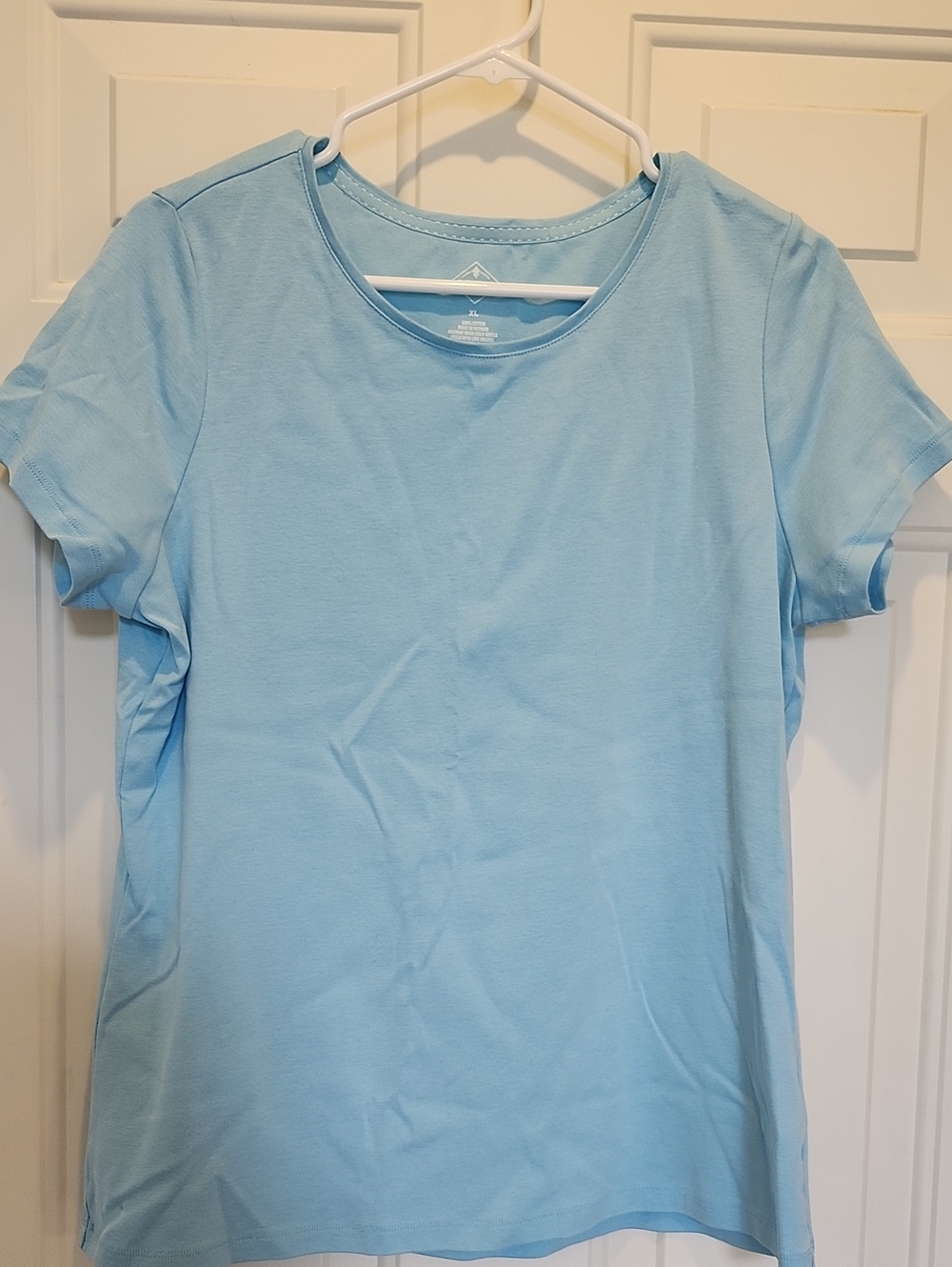 St John Bay Cotton Light Blue Women’s Crew Neck Tee NEW WO TAG